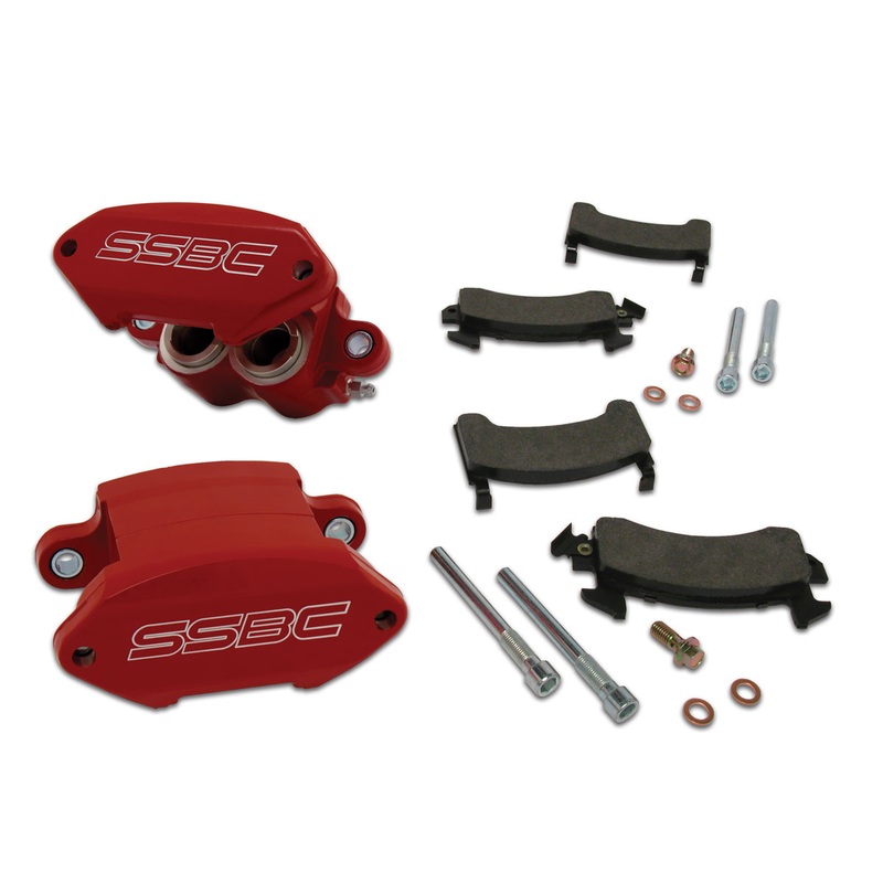 American Made Sport Twin 2-Piston Billet Aluminum Quick Change Front Caliper Upgrade Kit W/Performance Pads. Red A181R