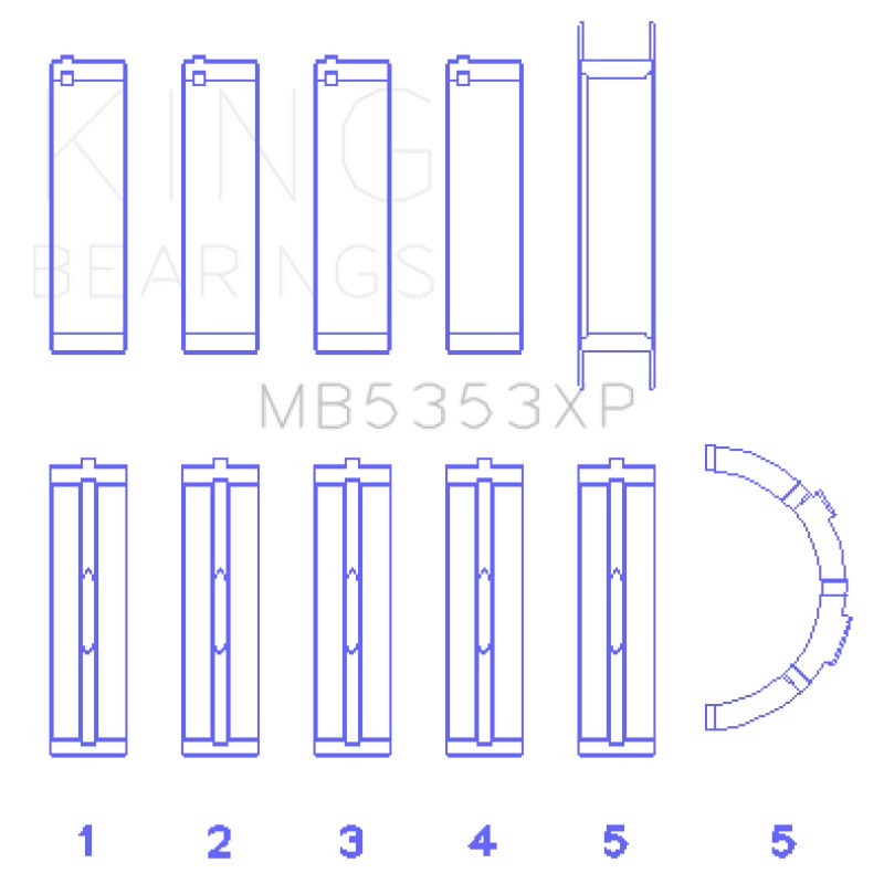 King Ford 281 4.6L SOHC 16V (Size STDX) Performance Main Bearing Set (Set of 5)
