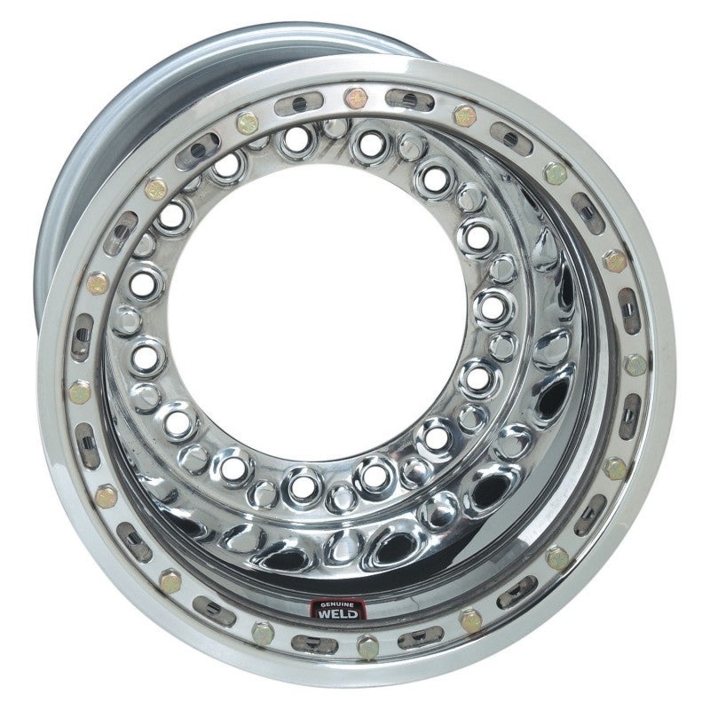 Weld Wide 5 XL Direct MT 15×13 / 5×10.25 BP / 4in. BS Polished Assembly – Mod Beadlock w/6-Dzus Cvr