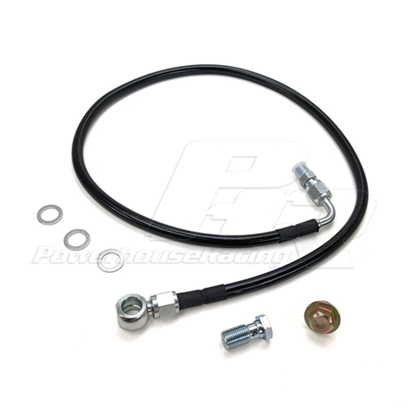 PHR Turbo Oil Feed Kit for 2jzgte for Tubular Style ManifoldStainless braided line with black coating1/4″ NPT-Includes Banjo Bolt & Fitting for Clearance