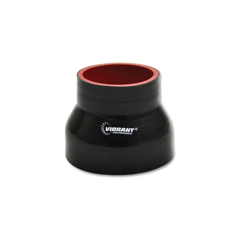 Vibrant 4 Ply Reinforced Silicone Transition Connector – 4in I.D. x 4.5in I.D. x 3in long (BLACK)