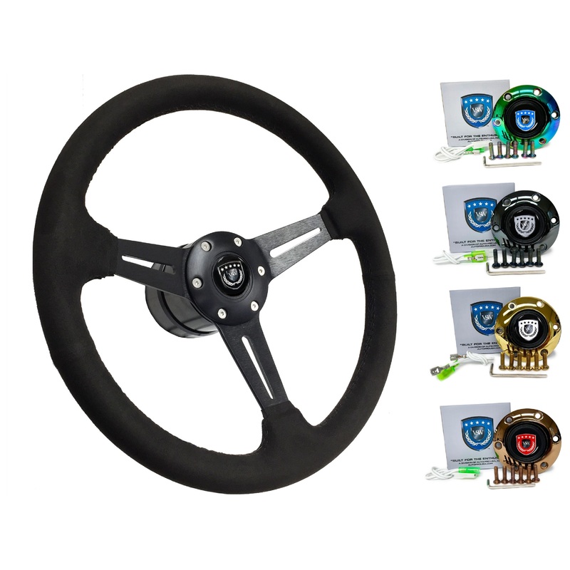 1985-88 BMW 528e Steering Wheel Kit | Black Ultralux Suede | ST3584BLK