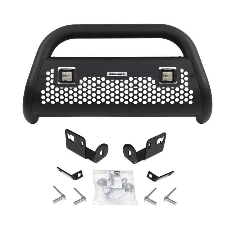Go Rhino RC2 Bull Bar with Mounting Brackets & Two 3″ Cube Lights Textured Black Toyota Tacoma 2016-2020 | 55542LT