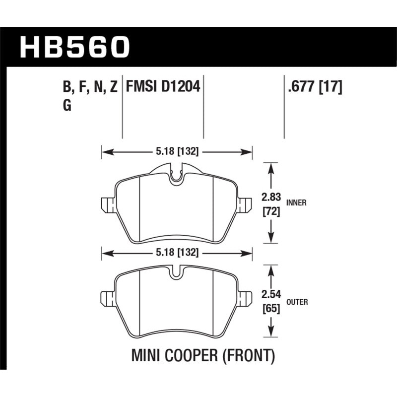 Hawk 05-06 JCW R53 Cooper S & 07+ R56 Cooper S Performance Ceramic Street Front Brake Pads
