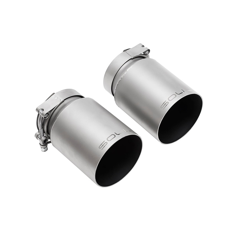 SOUL 17-19 Porsche 991.2 Carrera (w/ PSE) Bolt On Exhaust Tips – 4in Straight Cut Sig Satin Tips