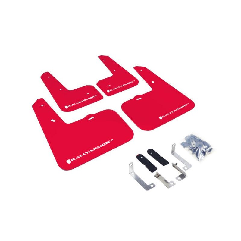 Rally Armor 12-18 Hyundai Veloster Red UR Mud Flap w/ White Logo