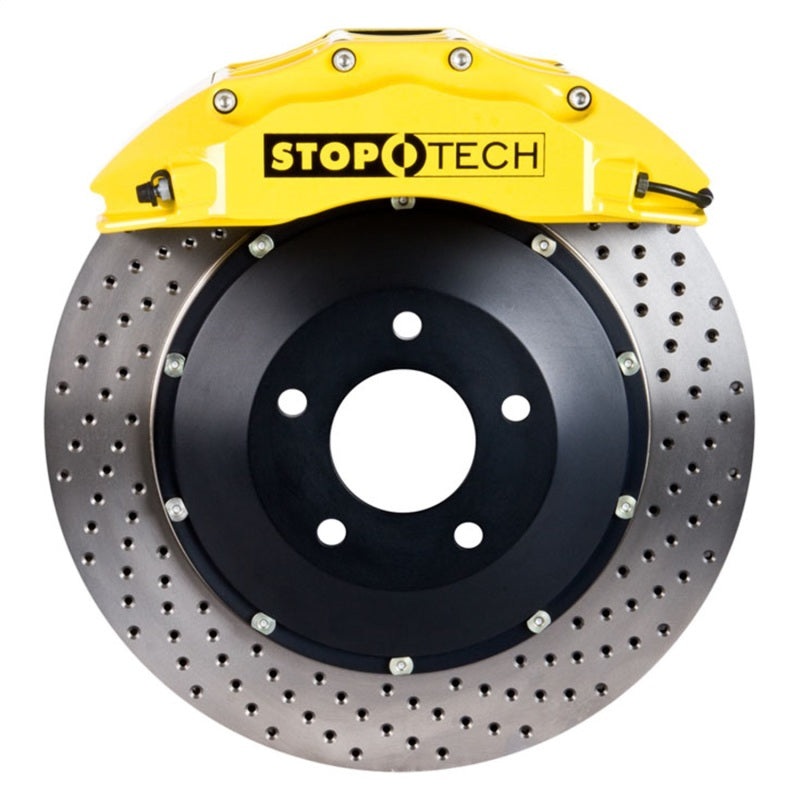 StopTech 06-09 BMW M5/M6 Front BBK w/Yellow ST-60 Calipers Drilled 380×35 Rotor Pads and SS Lines