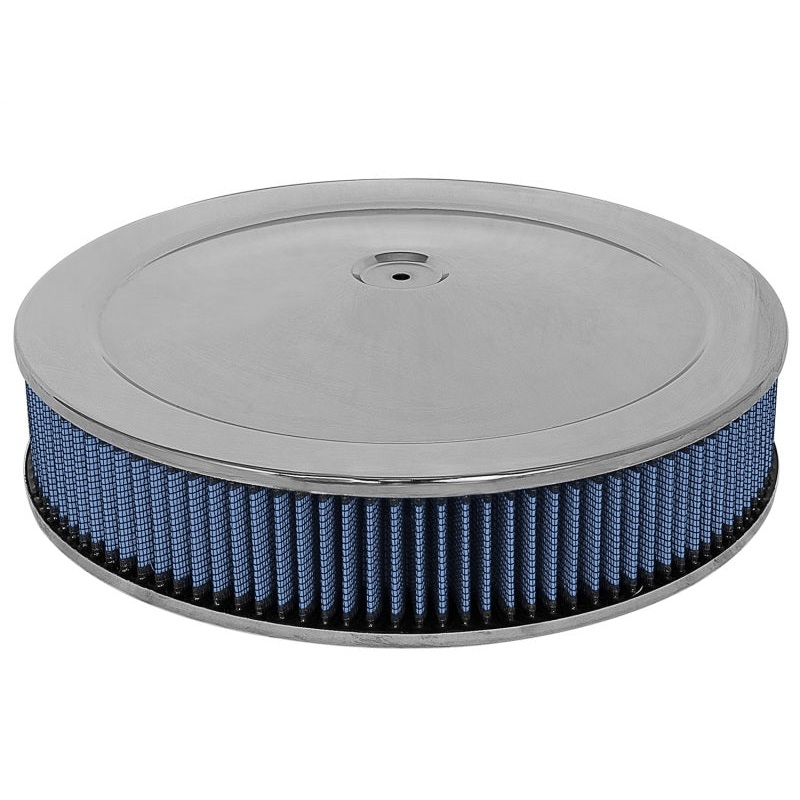 aFe MagnumFLOW Air Filters Round Racing P5R A/F Chrome Assy 14×3: Blk/Blue