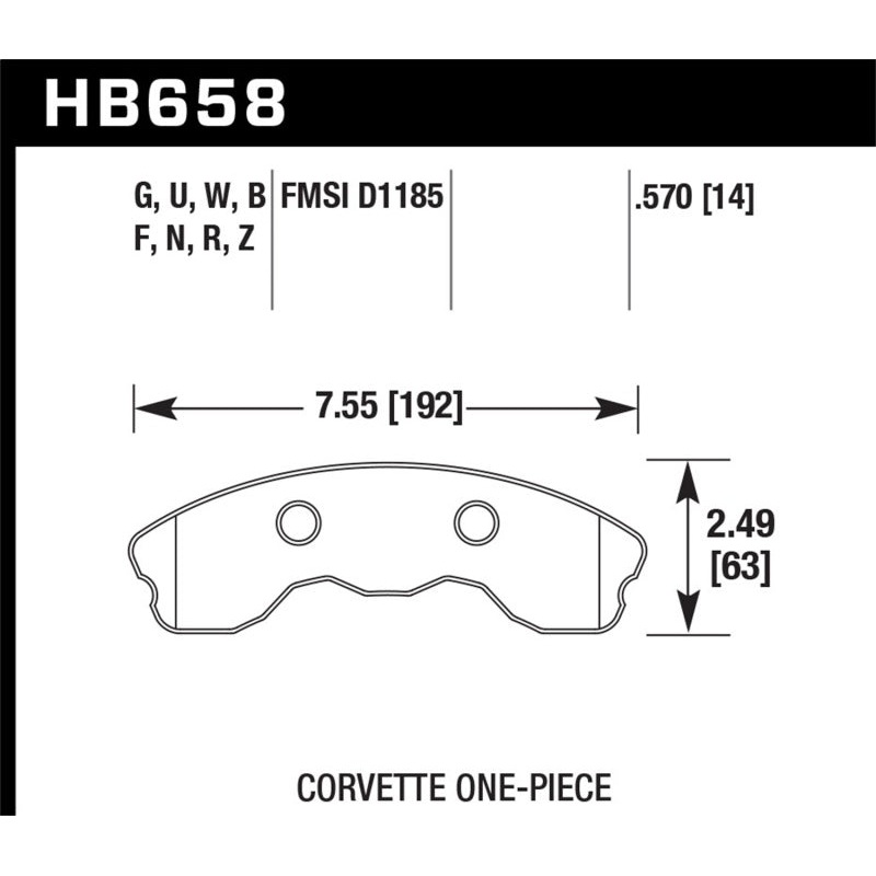 Hawk 2010-2013 Chevy Corvette Grand Sport (One-Piece Pads) High Perf. Street 5.0 Front Brake Pads