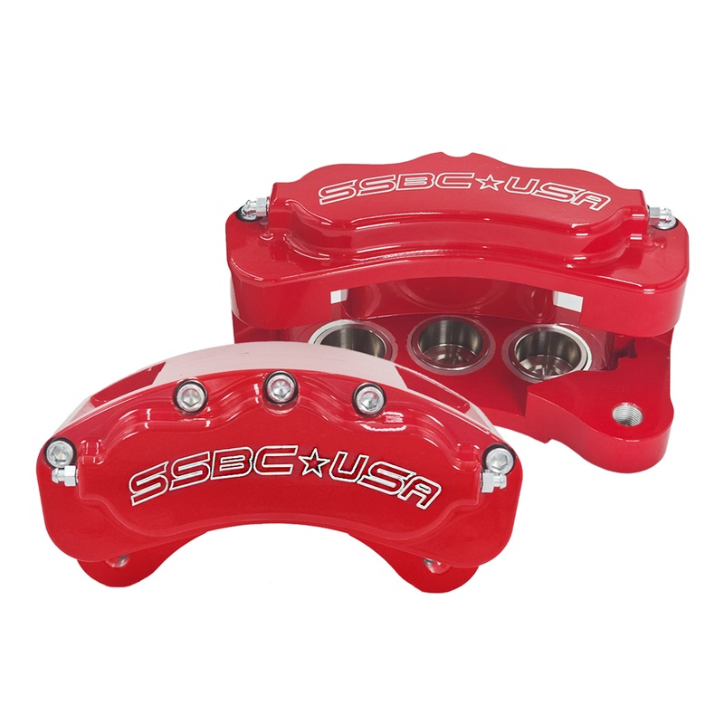 American Made B4-Brawler LT Direct Fit 4-Piston Billet Aluminum Rear Caliper Upgrade Kit. Red A415-21R
