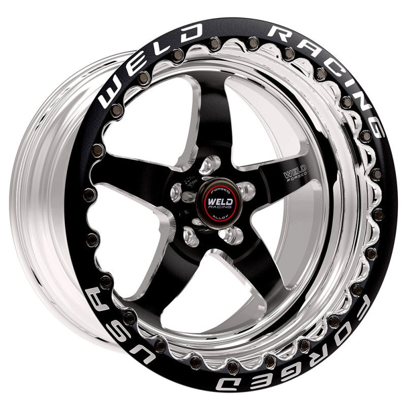Weld S71 17×9.5 / 5x115mm BP / 6.2in. BS Black Wheel (High Pad) – Black Single Beadlock MT
