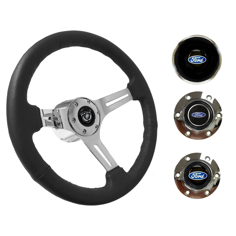 1967-69 Ford Galaxie Steering Wheel Kit | Black Leather | ST3012BLK