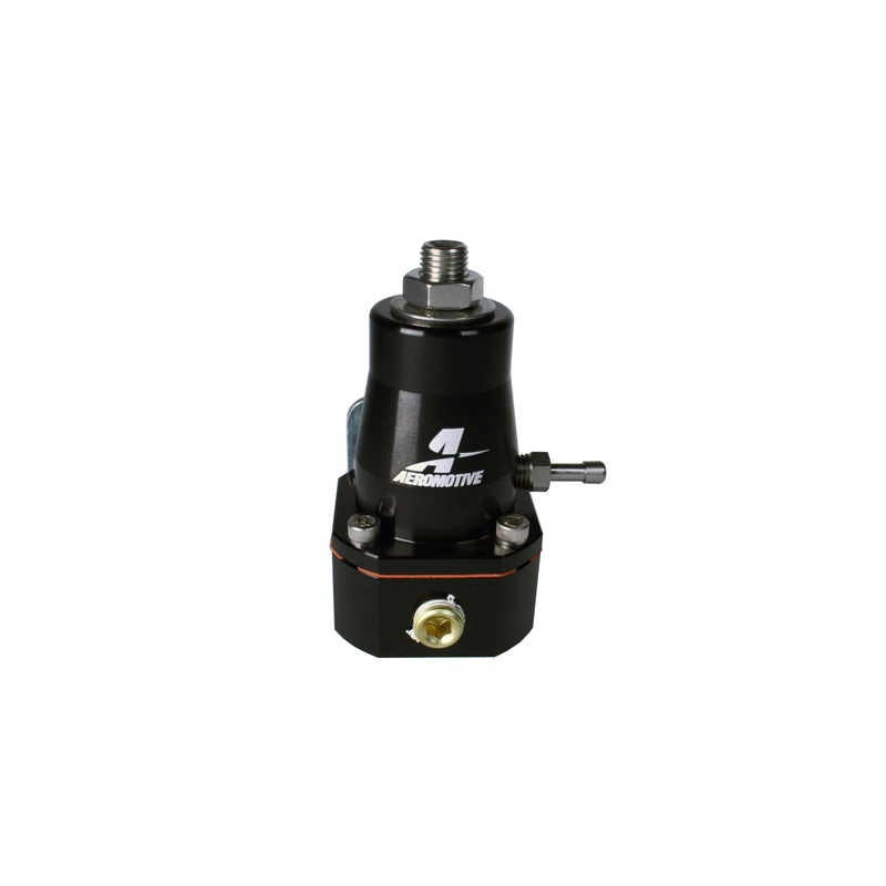 Aeromotive Adjustable Regulator Billet EFI Bypass – (2) -6 Inlets/(1) -6 Return – Black