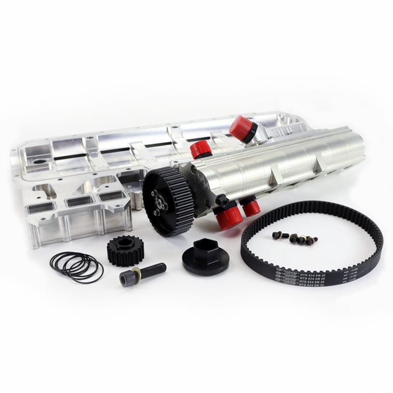 7 Stage Dry Sump System, Forward Man, 1.200″- Matte black powder coat finish- OEM hose inlet and outlet
