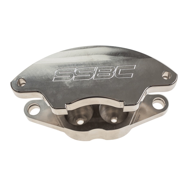 American Made Super Twin 2-Piston Front Caliper Assembly. Clear CPA-22163-SA