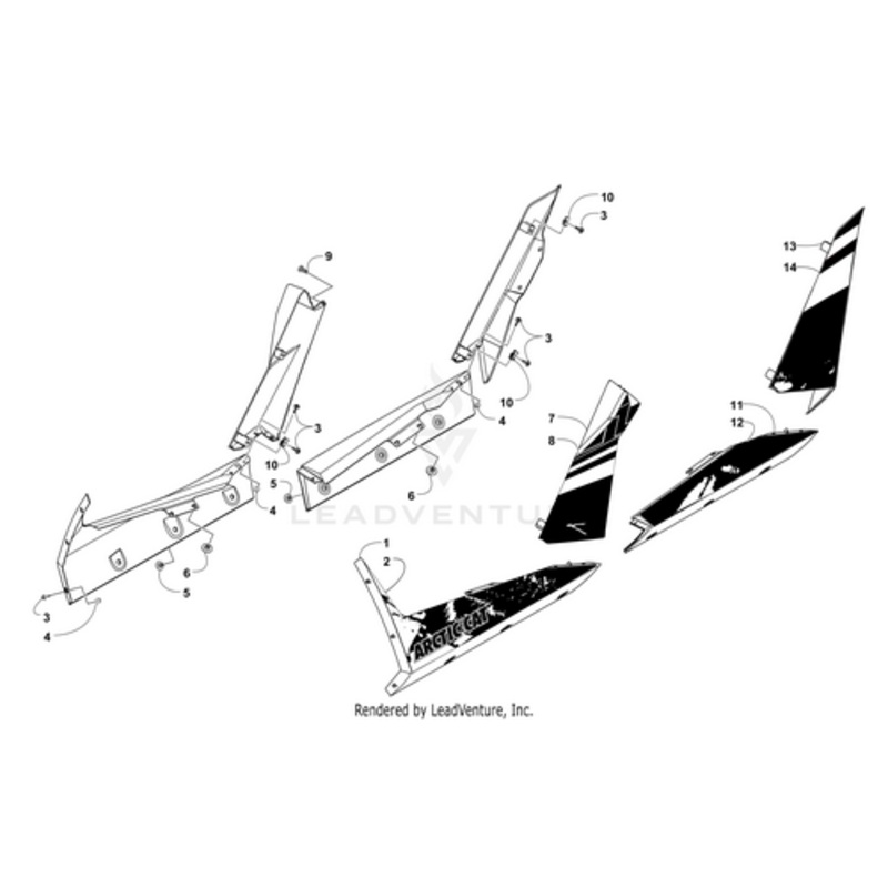 Pillar Decal Rear-Left-(Matte Blk) by Arctic Cat
