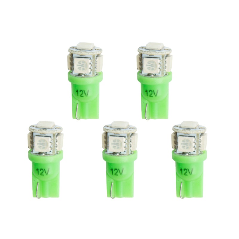 Autometer Green LED Replacement Bulb T3 Wedge – (Pack of 5)