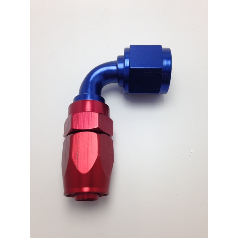 Fragola -12AN Fem x -16AN Hose 90 Degree Expanding Hose End – Blue/Red
