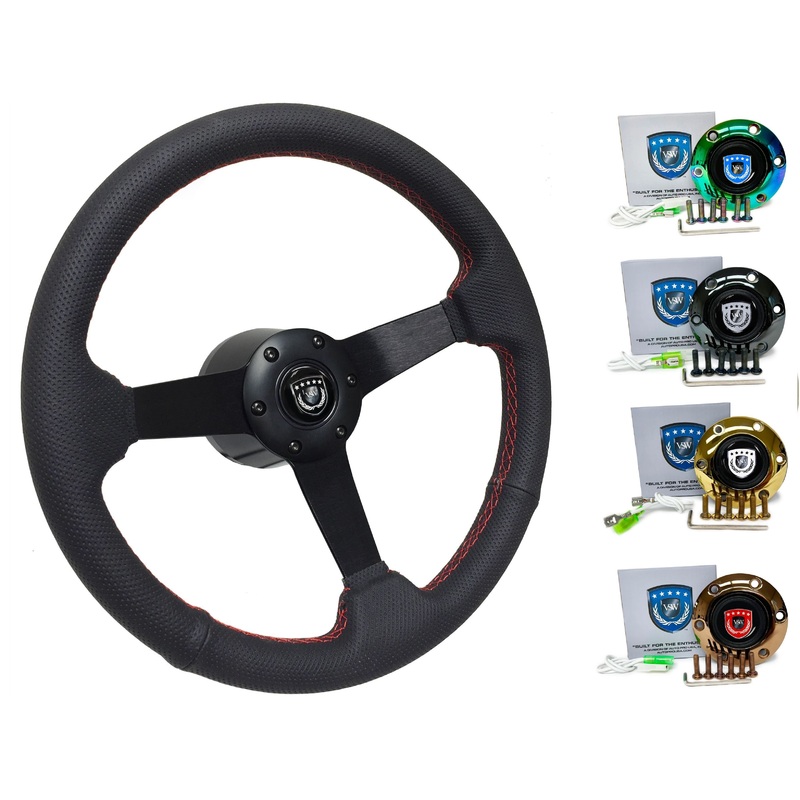 1987-93 BMW 7 Series Steering Wheel Kit | Perforated Black Leather | ST3602RED