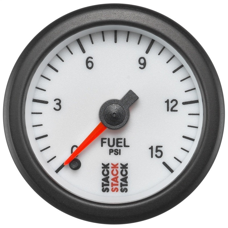 Autometer Stack 52mm 0-15 PSI 1/8in NPTF Male Pro Stepper Motor Fuel Pressure Gauge – White