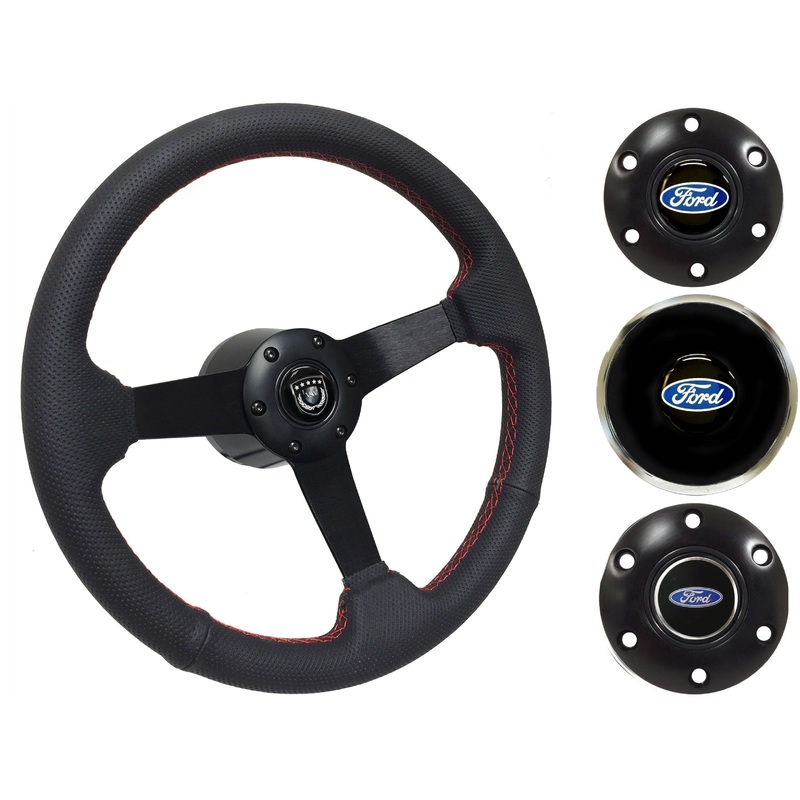 1965-68, 70-77 Ford Truck Steering Wheel Kit | Perforated Black Leather | ST3602BLK