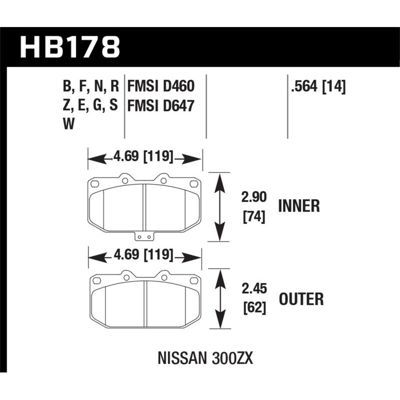 Hawk 06-07 WRX / 89-96 Nissan 300ZX / 89-93 Skyline GT-R HP+ Street Front Brake Pads