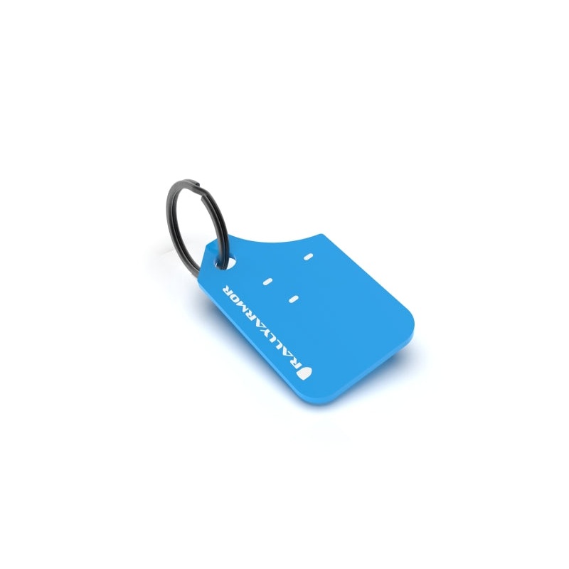 Rally Armor Mini UR Mud Flap Keychain – Blue w/ White Logo