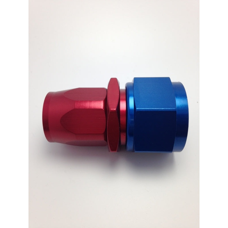 Fragola -10AN Fem. Nut x -8AN Hose Reducing Hose End – Blue/Red