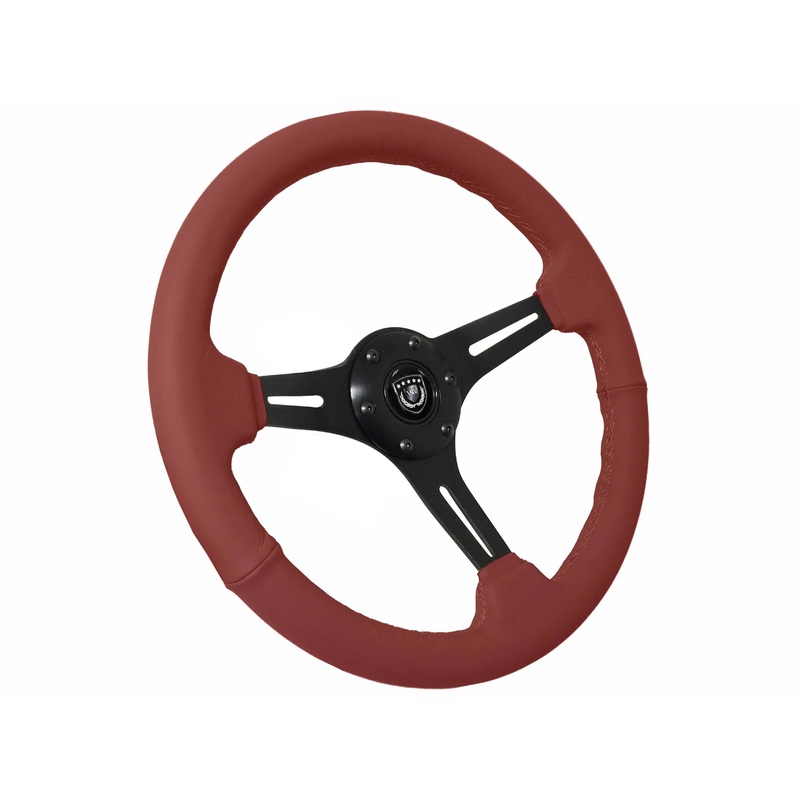 VSW S6 Sport Steering Wheel | Red Leather, Black Aluminum | ST3060RED