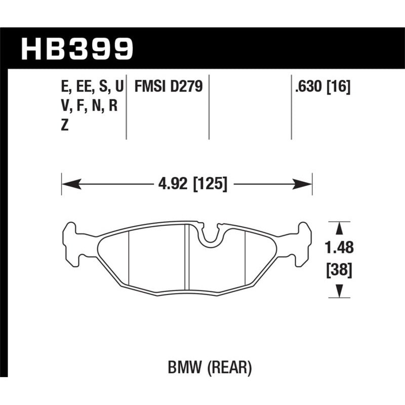 Hawk 84-4/91 BMW 325 (E30) HPS Street Rear Brake Pads