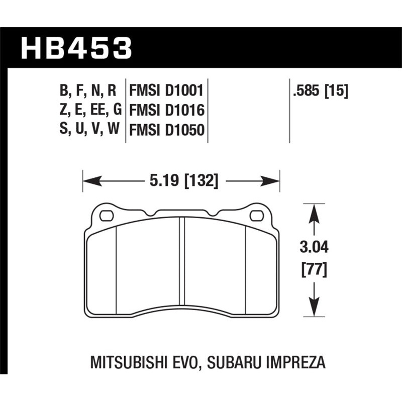 Hawk 03-06 Evo / 04-09 STi / 09-10 Genesis Coupe (Track Only) / 2010 Camaro SS DTC-30 Race Front Bra