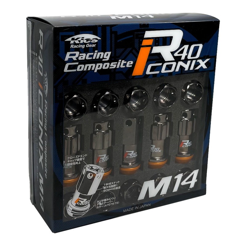 Project Kics R40 Iconix Lug Nuts Black Chrome 14×1.50 (16+4 Locks / Capless)