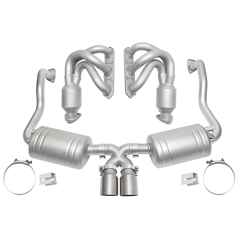 SOUL 00-04 Porsche 986 Boxster Street Exhaust Package – Slash Cut Brushed Finish Tips