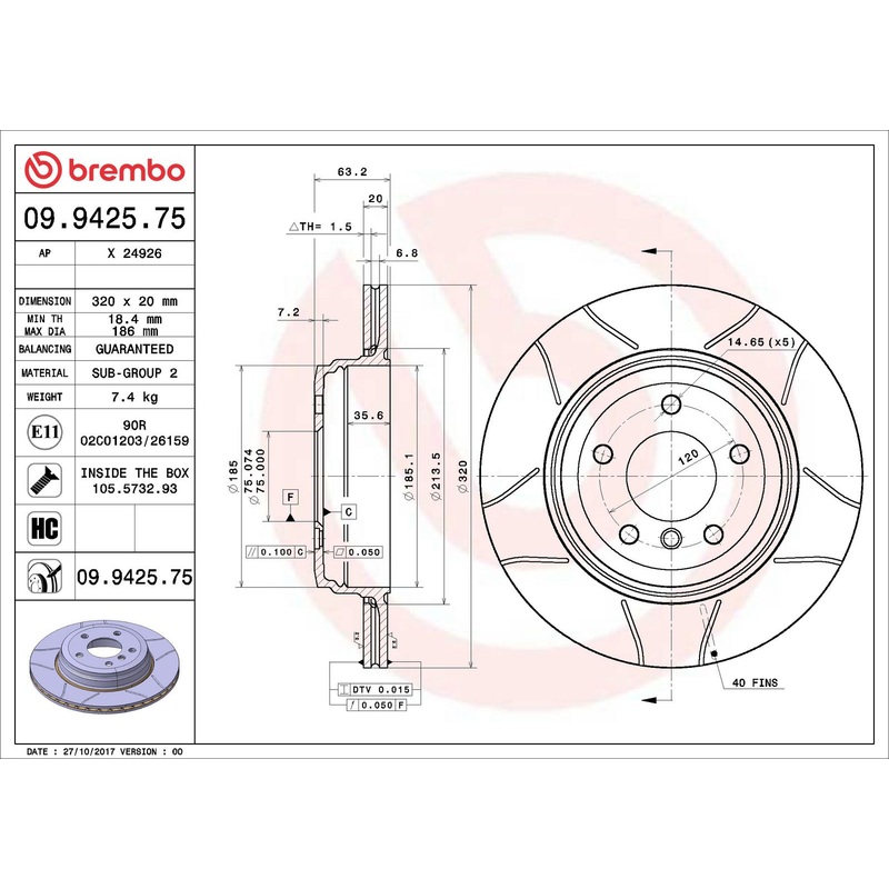 XTRA Max Slotted Rear Disc Brake Rotor – 09.9425.75