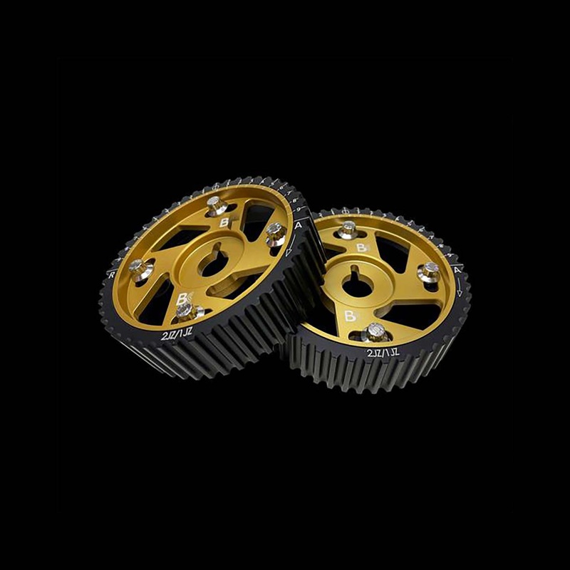 Brian Crower (BC) ADJUSTABLE CAM GEARS – Gold Anodize w/ARP Hold Down Bolts (Toyota 2JZGTE) – Pair