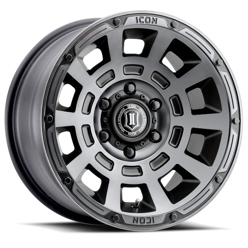 ICON Alloys Thrust 17″ 5×114.3 Smoked Satin Black Tint