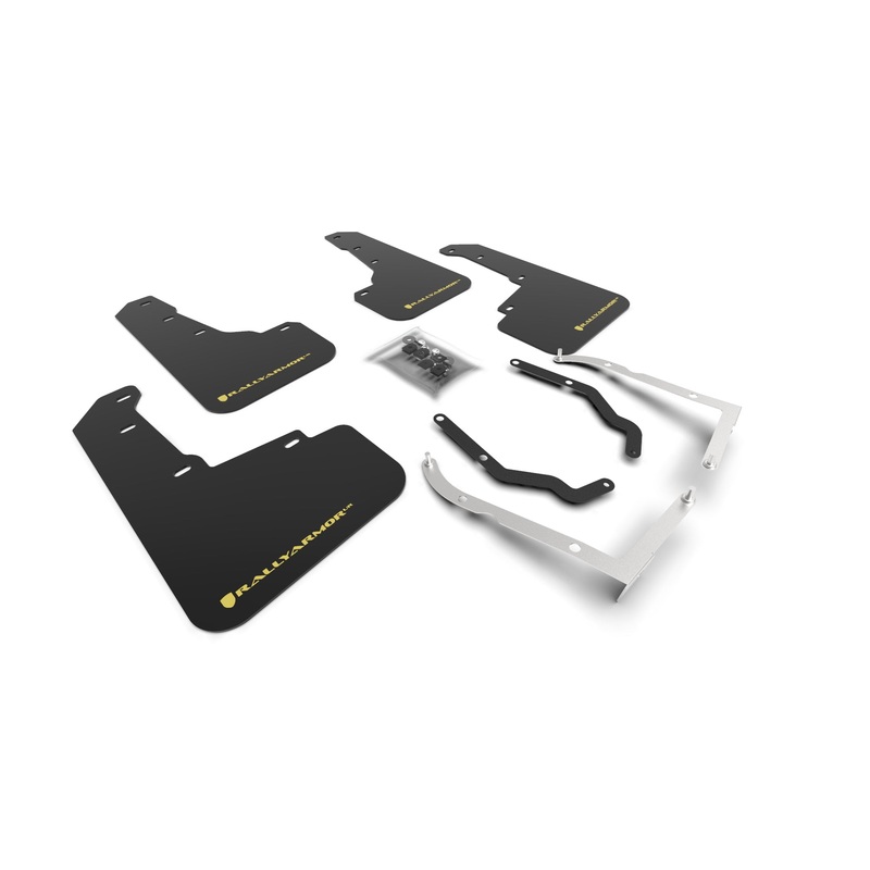 Rally Armor UR Mudflaps Black w/ Yellow Pearl Logo – 2018-2022 Crosstrek