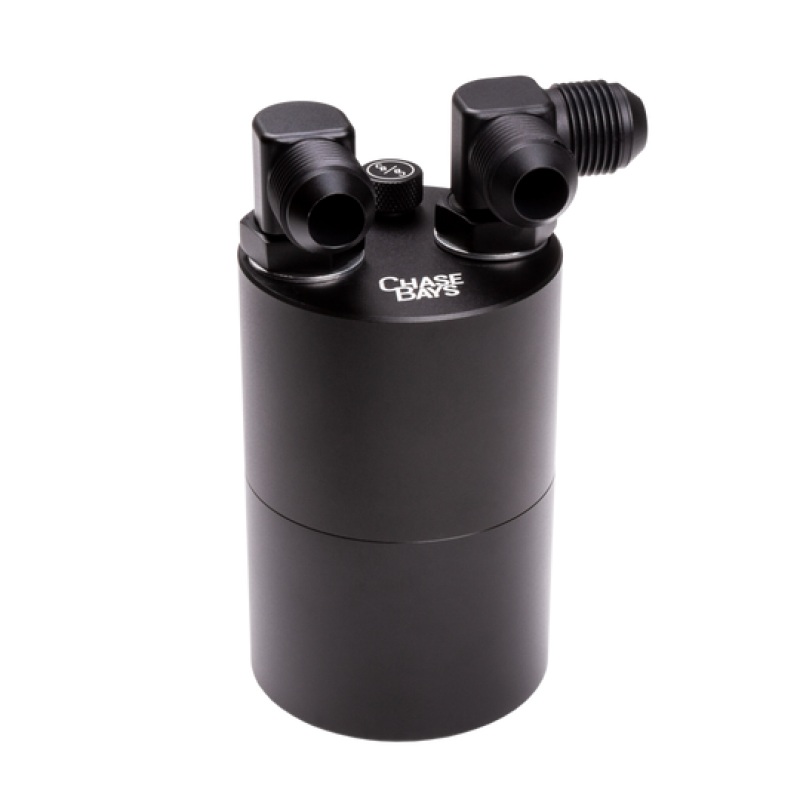 Chase Bays 10AN 90 Deg L-Fitting Inlet 10AN Straight Outlet Oil Catch Can w/Type 1 Bracket