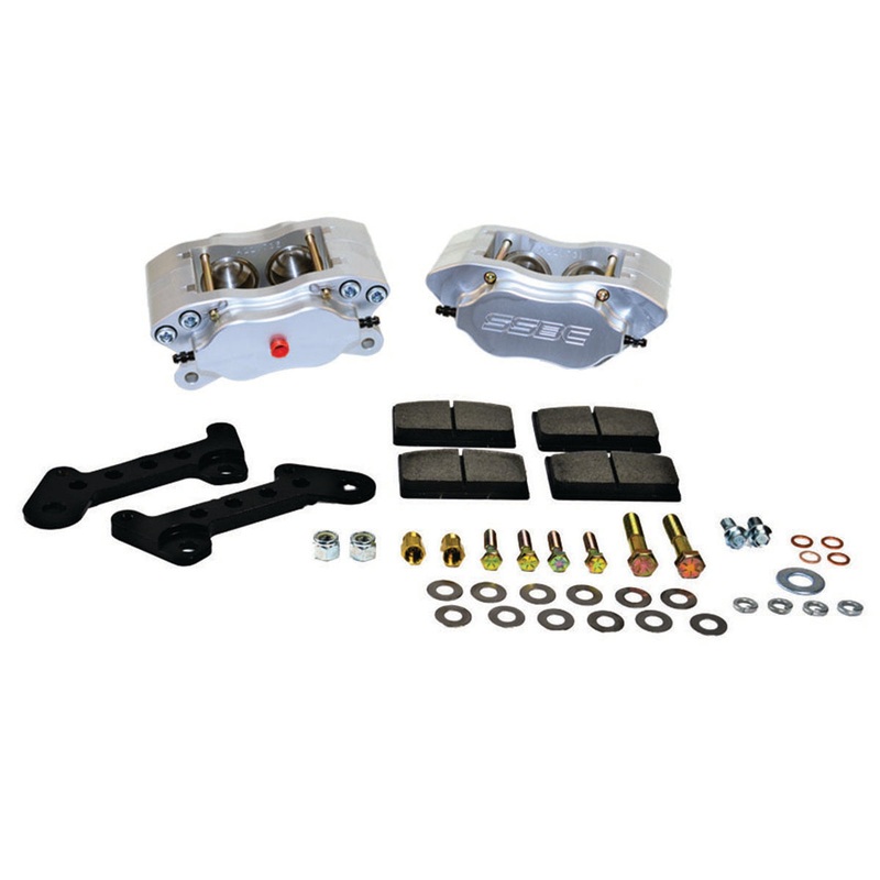 American Made Comp S 4-Piston Billet Aluminum Quick Change Front Caliper Upgrade Kit W/Pads. Clear A200-1