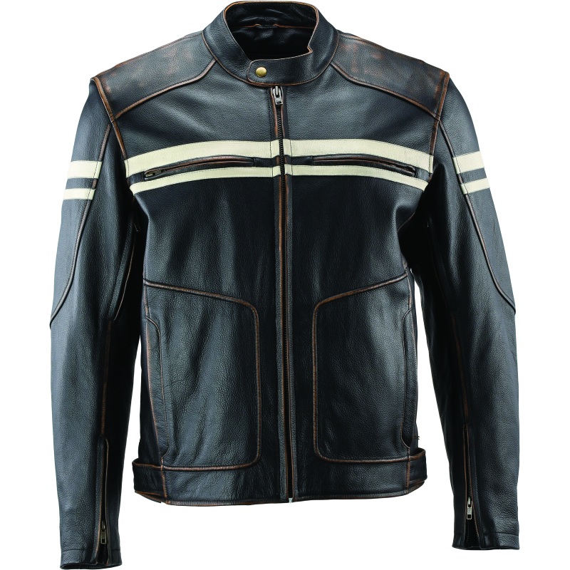 River Road Hoodlum Vintage Leather Jacket Black – XL
