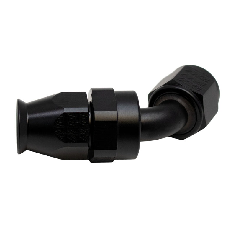 DeatschWerks 8 AN Female Flare Swivel 60-Degree Hose End PTFE – Anodized Matte Black