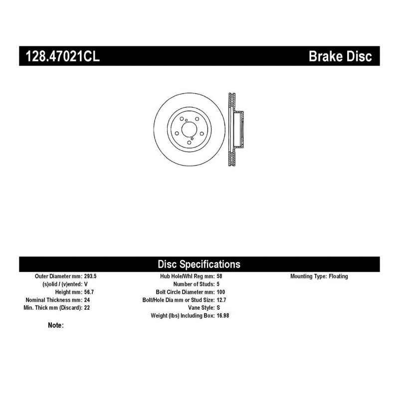 StopTech 12-14 WRX Drilled Sport Brake Cryo Rotor