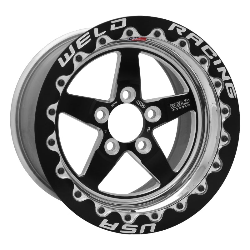 Weld S71 15×12.33 / 5×4.5 BP / 6.5in. BS Black Wheel (Medium Pad) – Black Single Beadlock MT