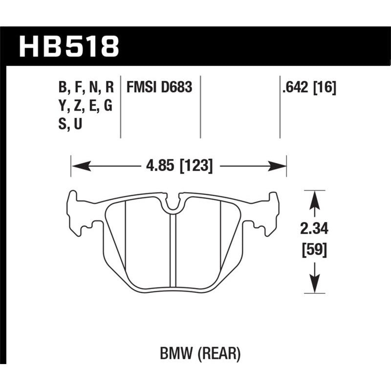 Hawk 01-06 BMW 330 / 97-01 740I / 96-01 750IL / 03-06 BMW M3 / 00-03 M5 / 00-06 X5 / 06-08 Z4 / 03-0