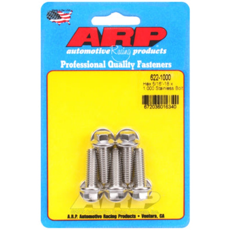 ARP 5/16in x 18 – 1in UHL SS Hex Bolt Kit (5/pkg)