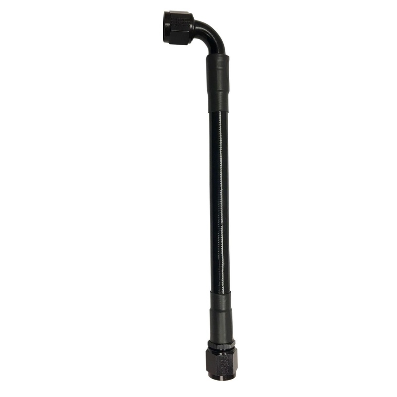 Fragola -8AN Ext Black PTFE Hose Assembly Straight x 90 Degree 24in