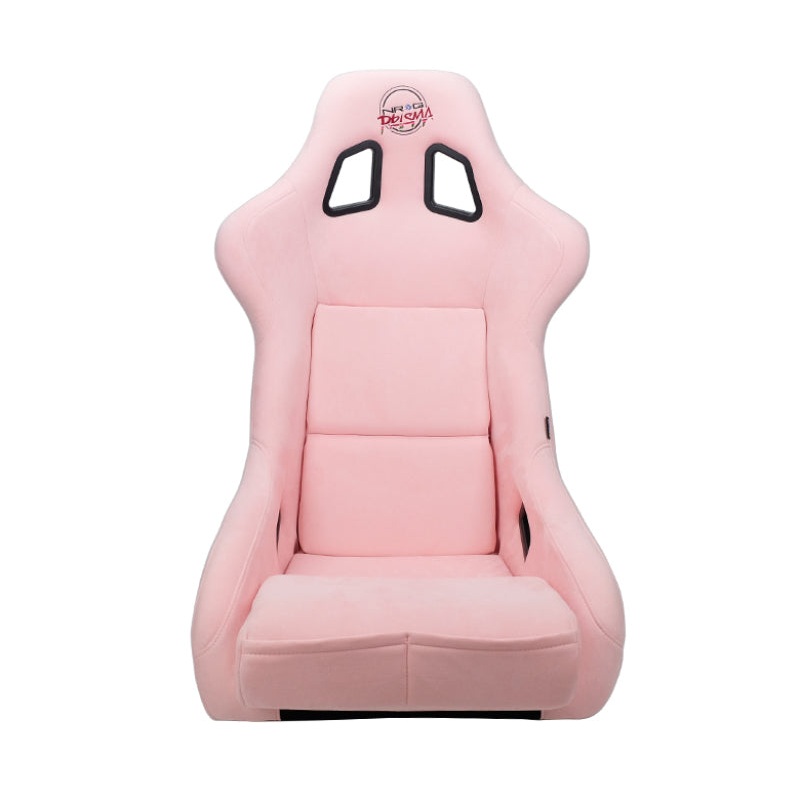 NRG FRP Bucket Seat PRISMA Edition W/ pearlized Back Pink Alcantara – Large