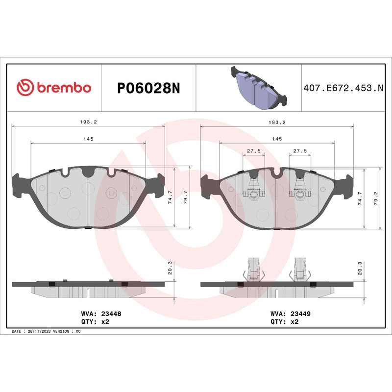 PRIME Ceramic Front Disc Brake Pad Set – P06028N