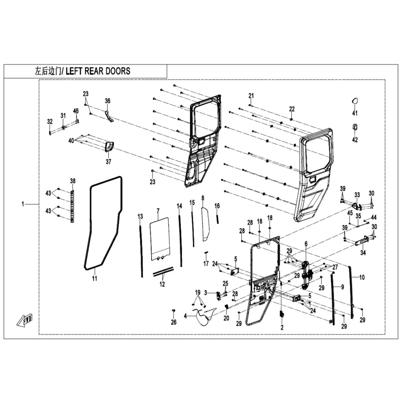 Rear Door Window Glass Front Channel LH by CF Moto