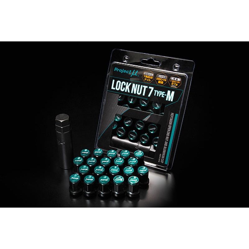 Project Mu Super Lock Nut 7 Type-M M12x1.25 Black / Green Cap (Special Order No Cancel)